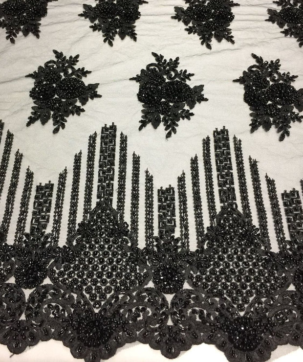 Royal Blue Hand Beaded Lace