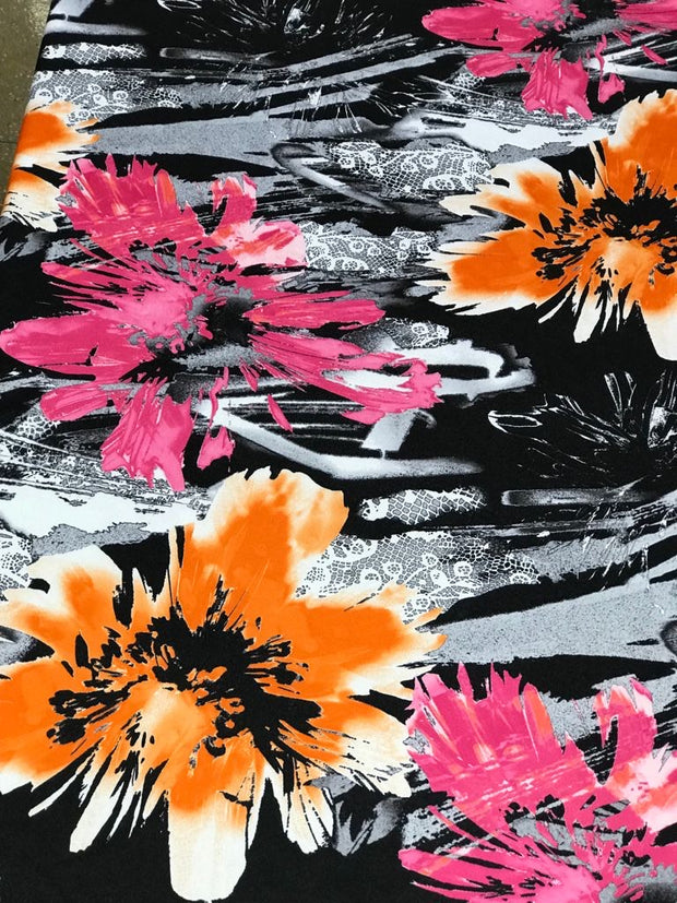Floral Brushstroke Silky Mikado Print