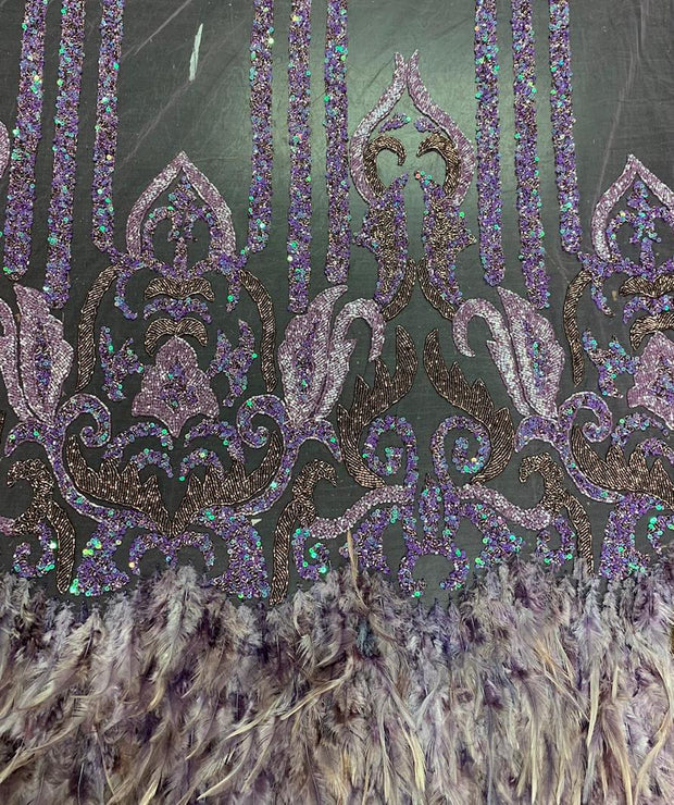 Feather with French Lace Beaded