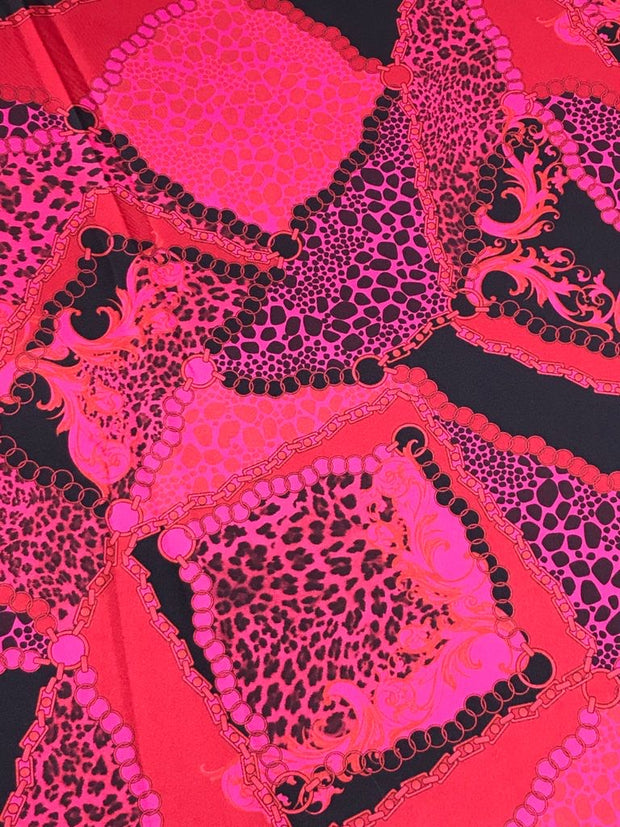 Hot Pink Abstract Cheetah Silky Mikado Print