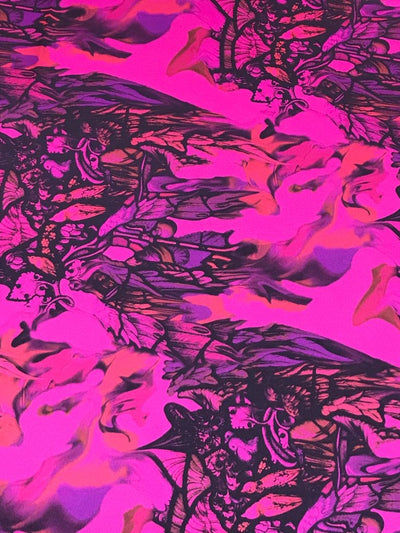Hot Pink Wings Silky Mikado Print