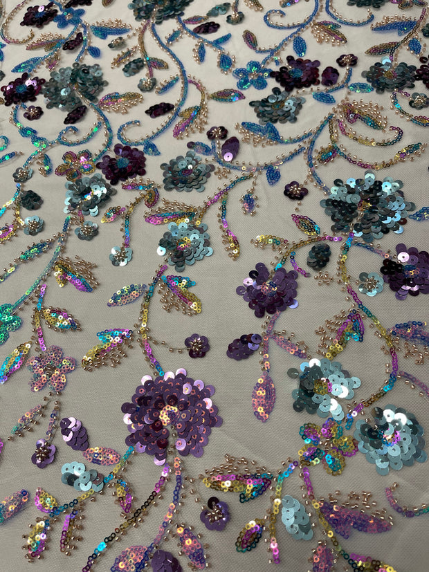 La fiesta lace and beads and sequins hand beaded