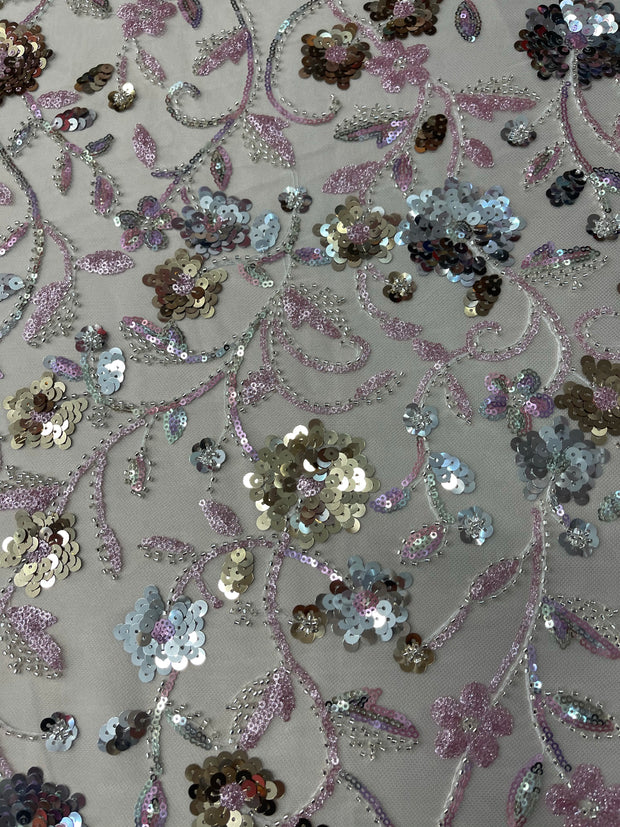 La fiesta lace and beads and sequins hand beaded