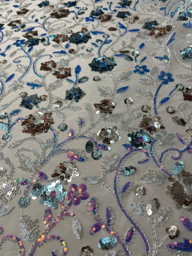 La fiesta lace and beads and sequins hand beaded