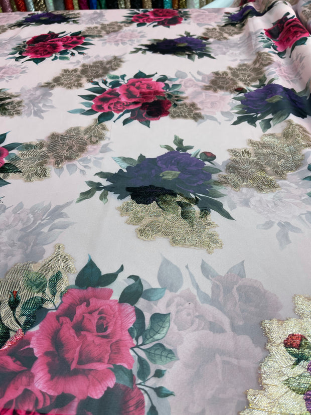 Silky flower print jacquard