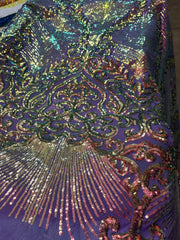 Peacock lace chantely sequins