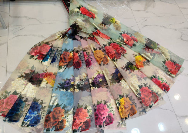 Silky flower print jacquard