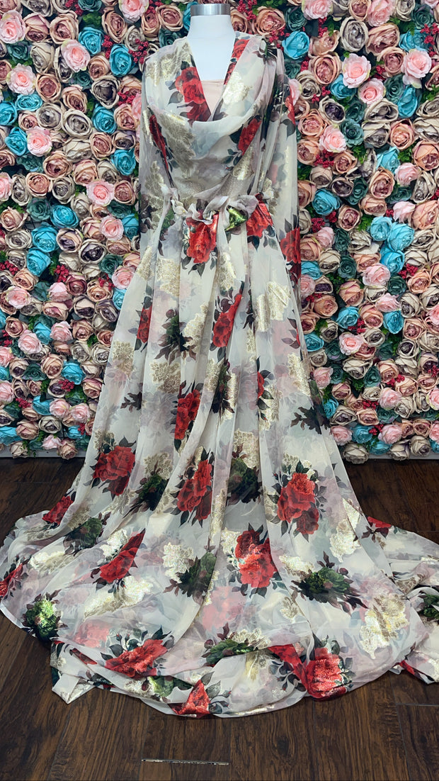 Silky flower print jacquard