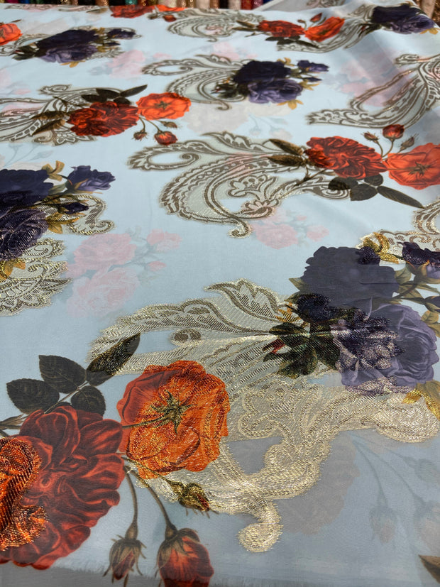 Silky flower print jacquard