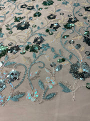 La fiesta lace and beads and sequins hand beaded