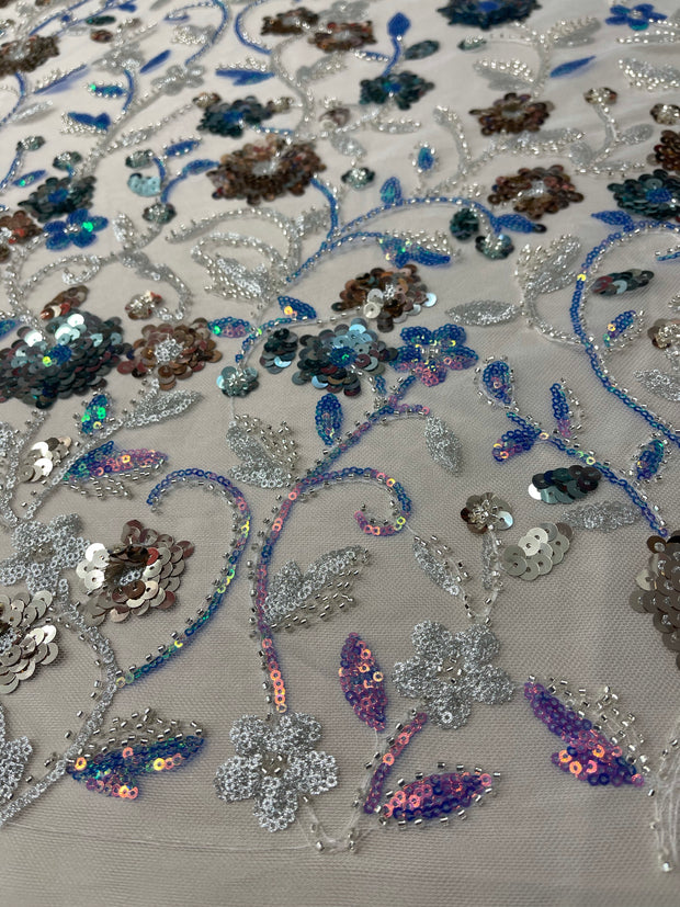 La fiesta lace and beads and sequins hand beaded