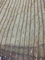 Chain Rows of Hand Beaded Sheer Mesh