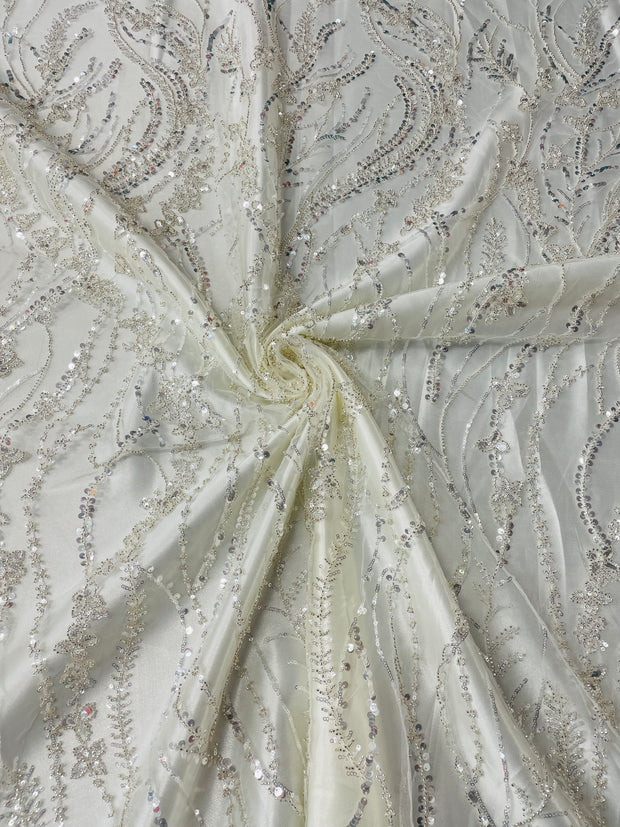Bridal Hand Beaded Wave Design