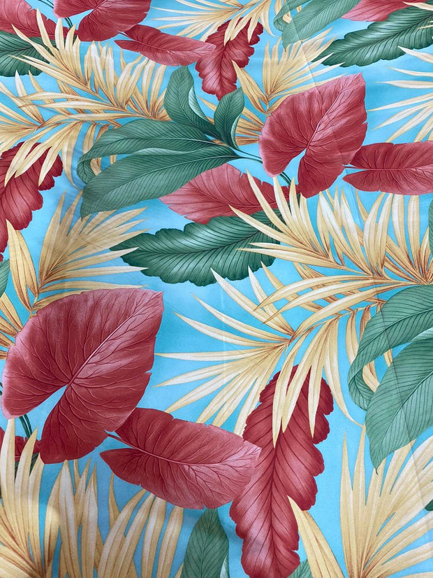 Large Scale Leaves Stretch Satin