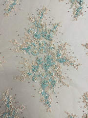 hand beaded applique 3 d 3 tone lace