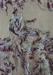 Firecracker Holographic Sequin Appliques on Nude Illusion mesh- 2 way stretch and 60" wide