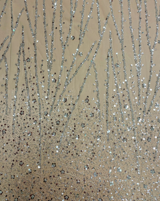 Hand Beaded And Floral Sequins Gradient Design