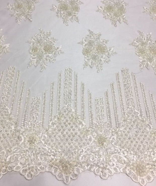 Royal Blue Hand Beaded Lace