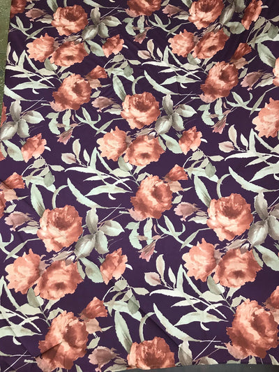 Peach Roses Silky Mikado Print