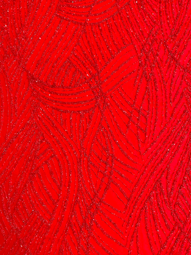 Hand Beaded Brush Stroke Design