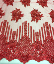 Royal Blue Hand Beaded Lace