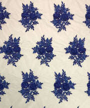 Royal Blue Hand Beaded Lace